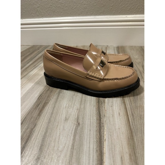 FREE PEOPLE Liv Camel Leather Penny Loafers 6 EUR 36 Heritage Minimalist Preppy - Picture 4 of 16